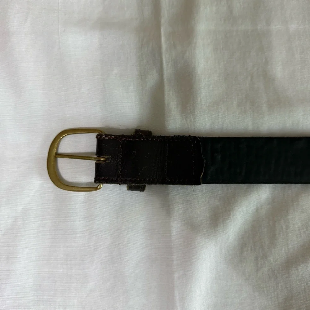 Brown Beaded Belt Handmade Leather Western Size 46 Neutral Colors Casual